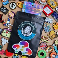Enamel Pin badge mystery bag featuring 1 enamel pin badge. Enamel pin blind bag gift