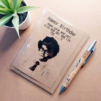 Funny It crowd birthday card, keep calm and call 0118, it crowd quote on brown kraft card with black ink, Moss from the it crowd tv show on the front. Geeky birthday card, nerdy birthday card. It colleague birthday card. It department birthday card.
