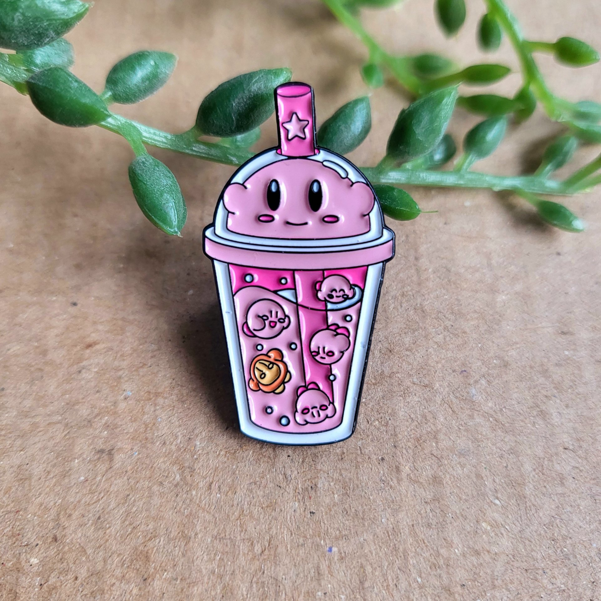 Kirby Boba Tea Enamel Pin badge