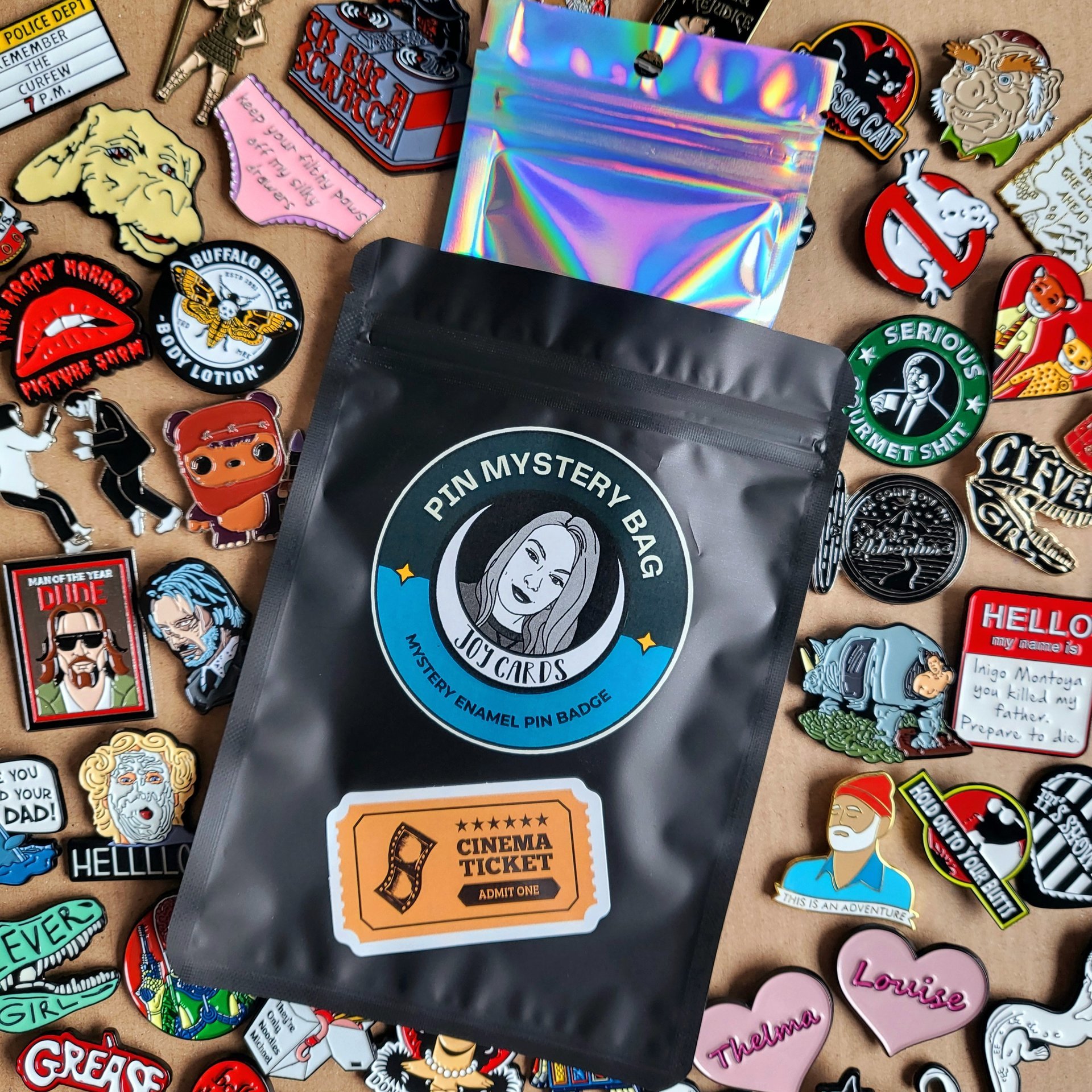 film enamel pin badge mystery bag, movies enamel pin badge blind bag