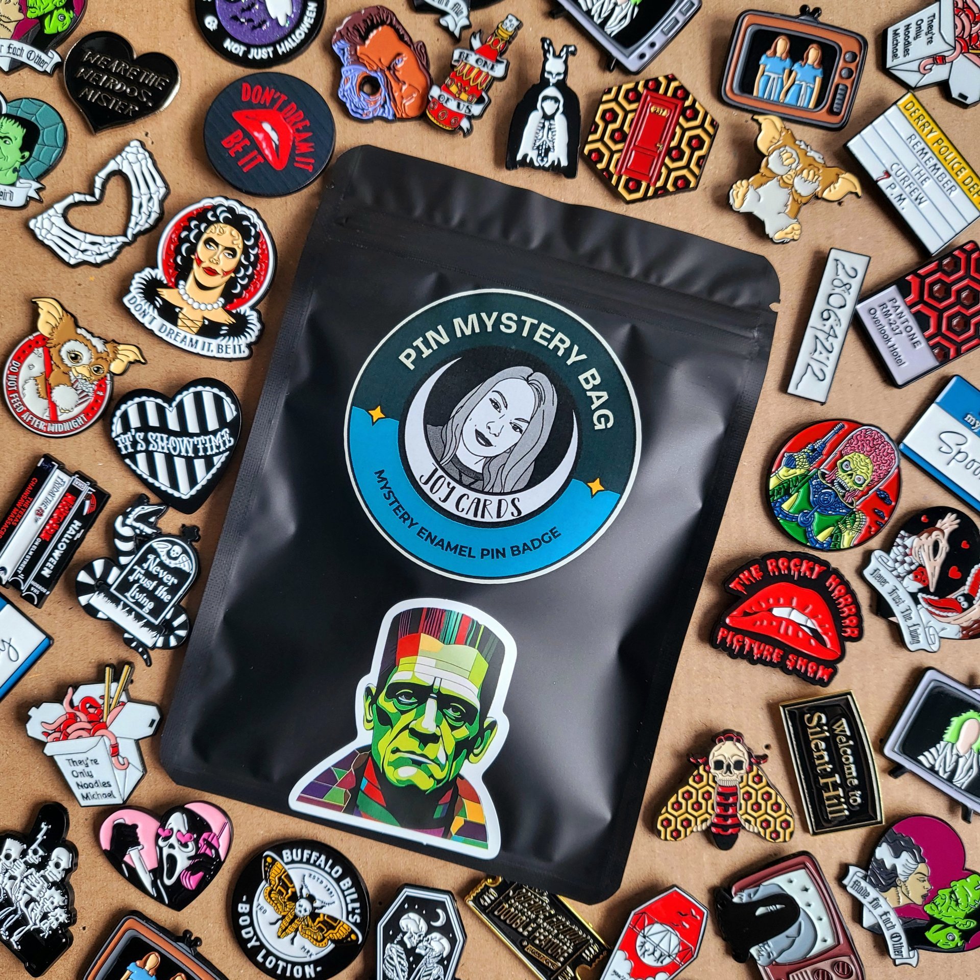 Horror Enamel Pin Badge Mystery Bag, Horror movie enamel pin blind bag gift