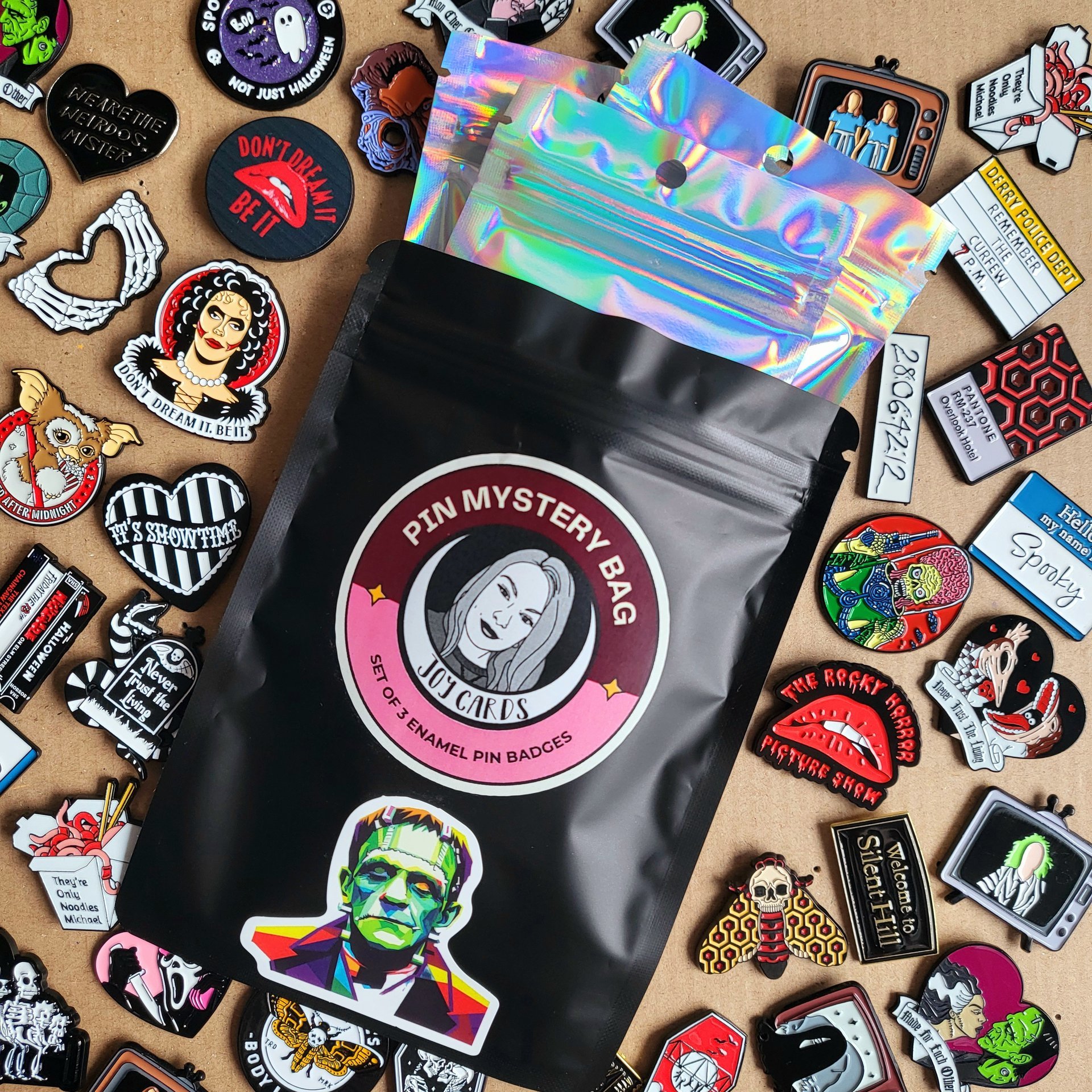 Horror Enamel Pin Badge Mystery Bag, Horror movie enamel pin blind bag gift