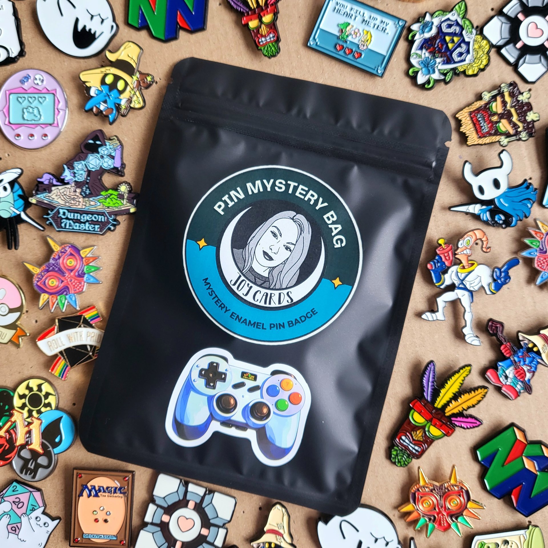 Gamer Enamel Pin Badge Mystery Bag, Video game themed enamel pin badge blind bag