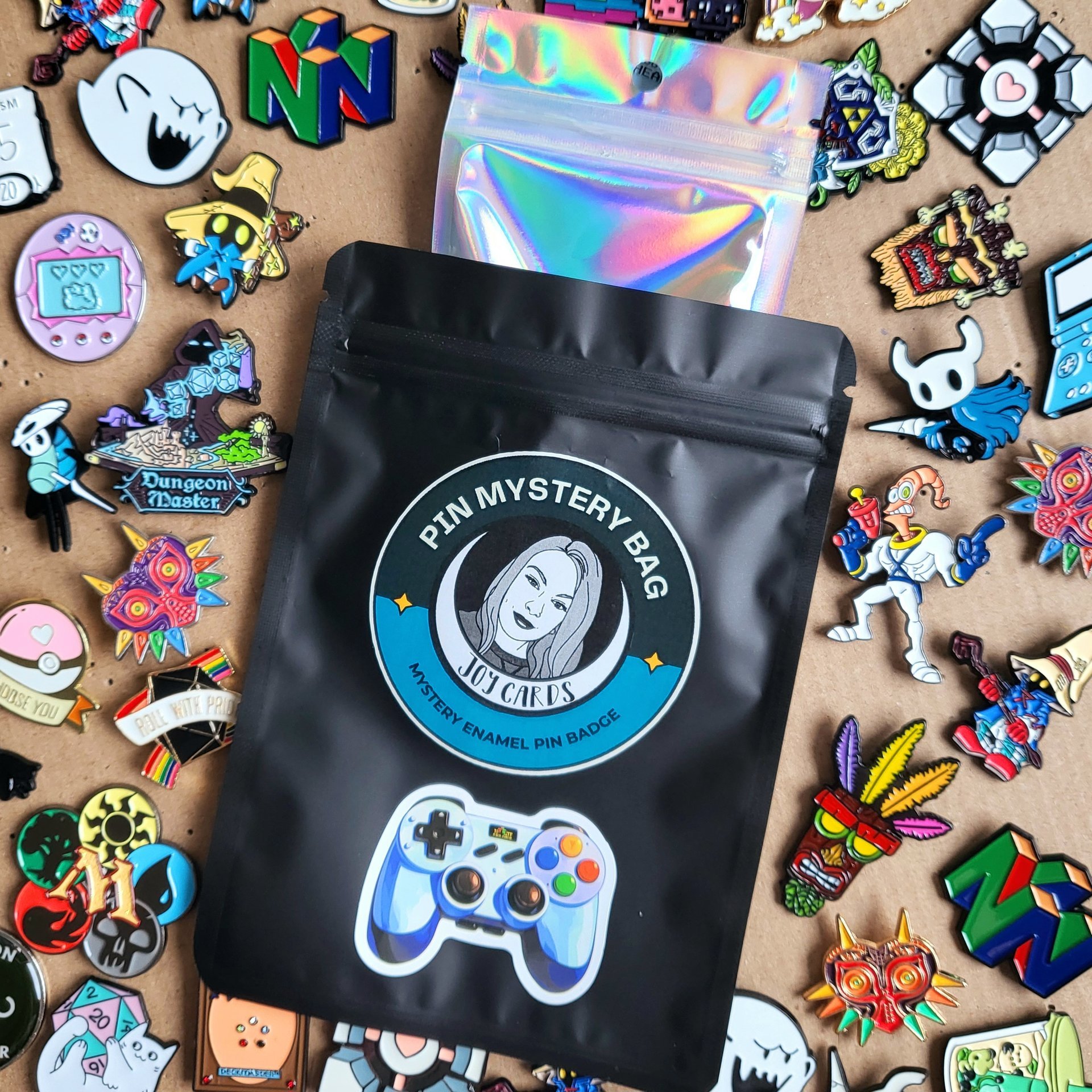 Gamer Enamel Pin Badge Mystery Bag, Video game themed enamel pin badge blind bag