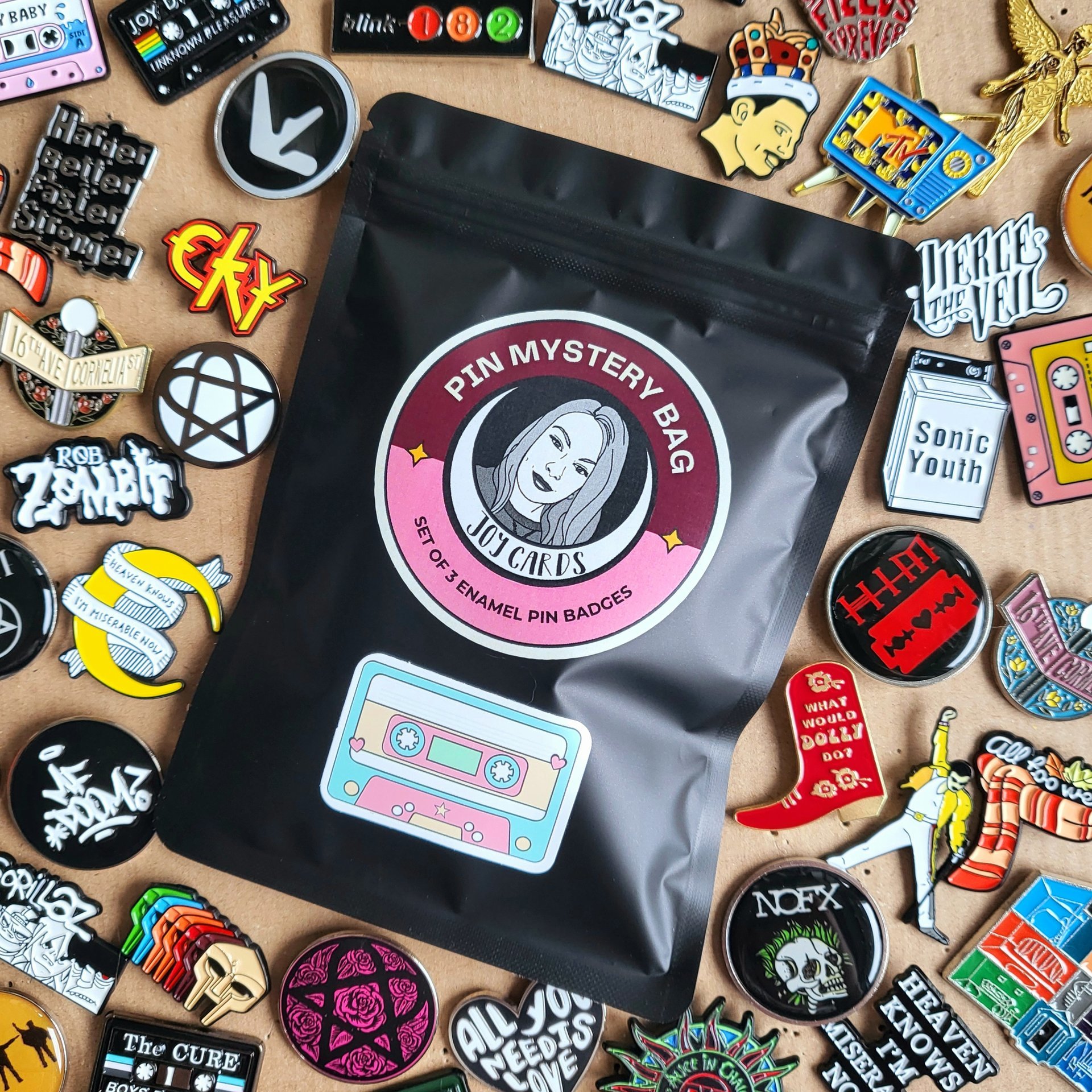 Music Band Enamel Pin Badge Mystery Bag - 3 Pack pin blind bag