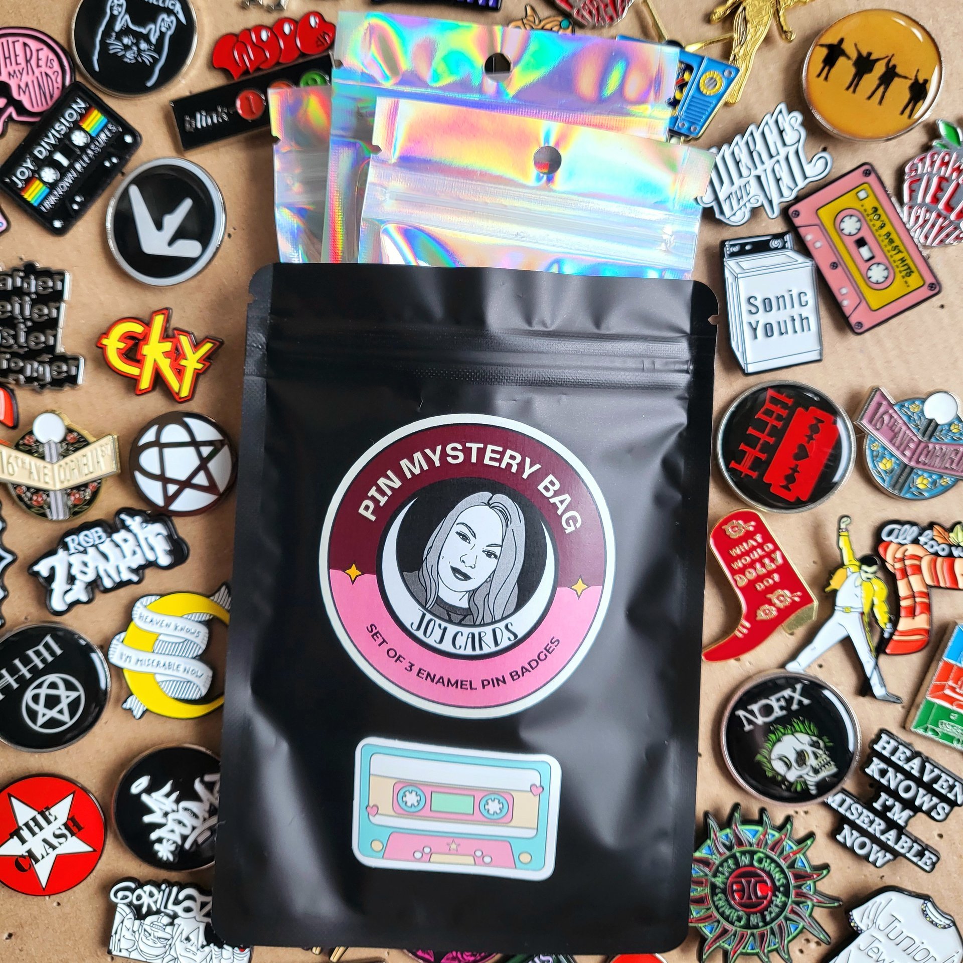 Music Band Enamel Pin Badge Mystery Bag - 3 Pack pin blind bag