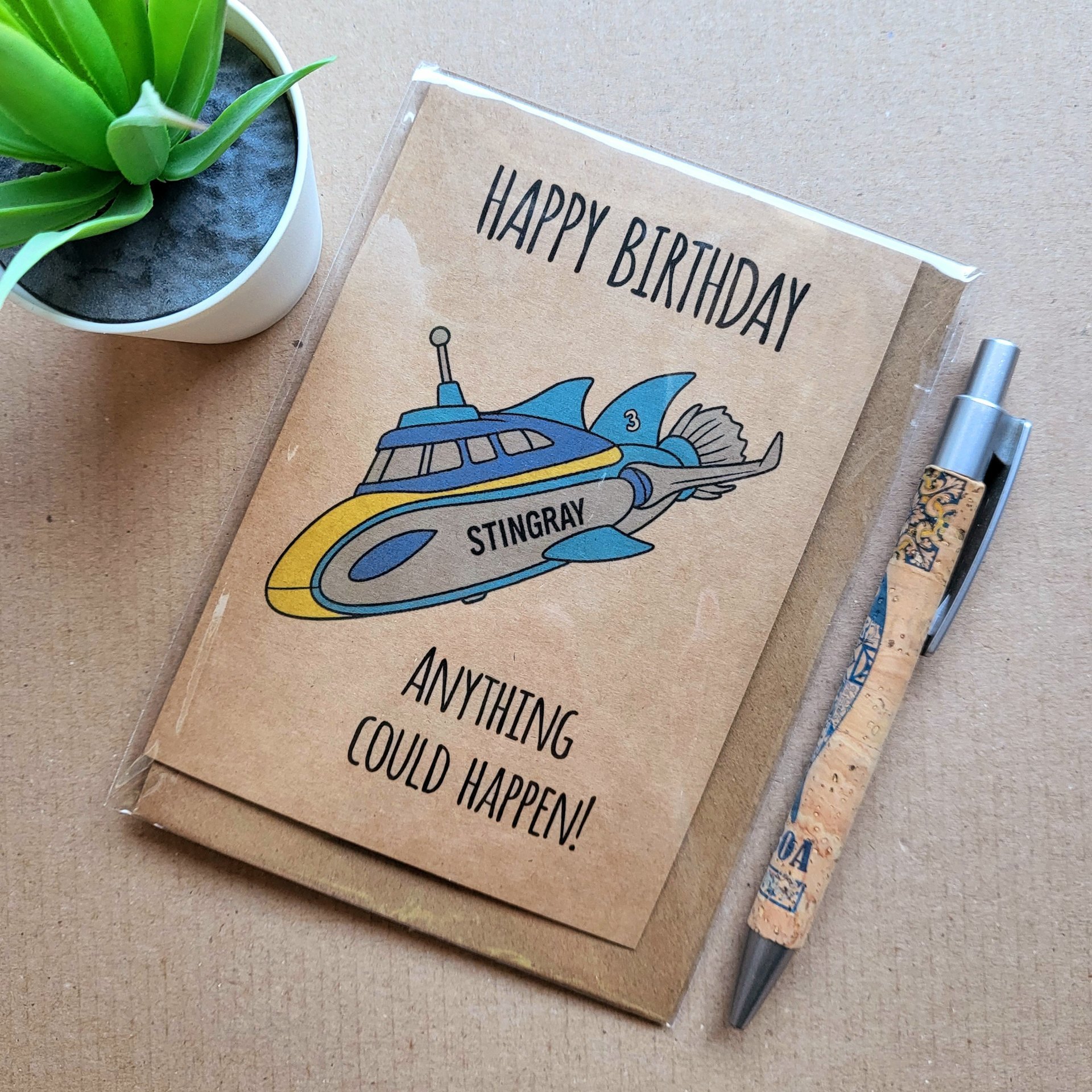 Stingray birthday card, featuring the stingray on the front. Gerry Anderson themed birthday card.