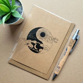 Yin Yang Birthday card, yin yang sun and moon birthday card.
