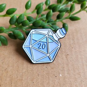 D20 Enamel Pin badge - Magic Spell Potion Bottle