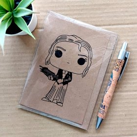 Buffy Birthday card, with Funko Pop Buffy on the front. Funko Pop birthday card.