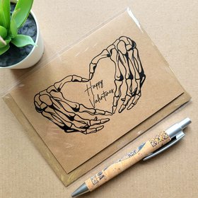 Gothic skeleton hands anniversary card